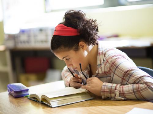 student reading