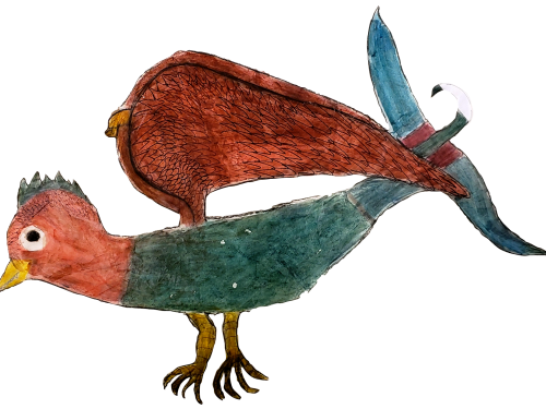A fantasy bird/shark hybrid drawn by a student