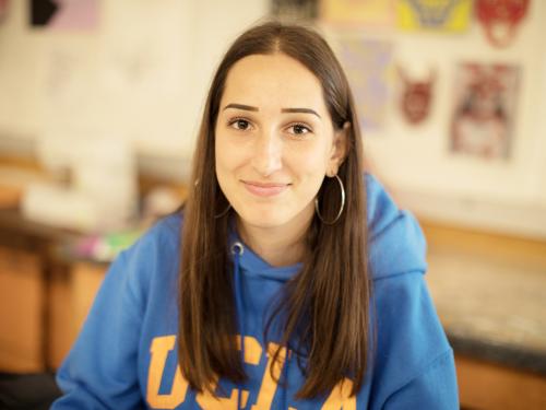 Female student smiling at camera