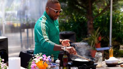 Bryant Terry leads a cooking demo
