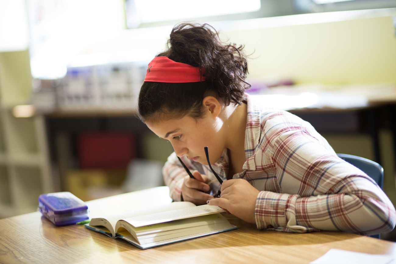 student reading